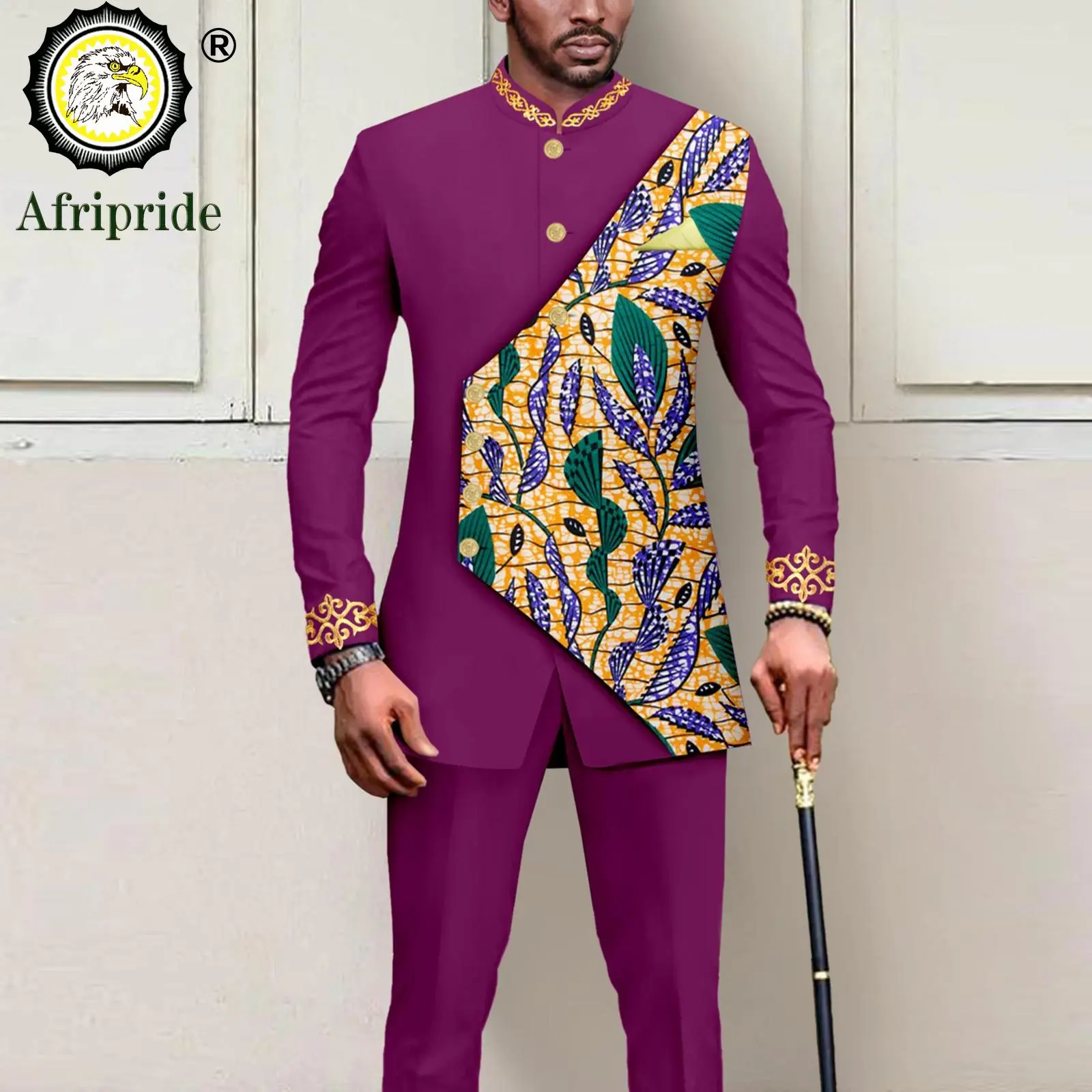 

Men`s Business Suit African Clothes Embroidery Full Sleeve Double Breasted Print Blazer and Pants Set Formal Outfits A2316051