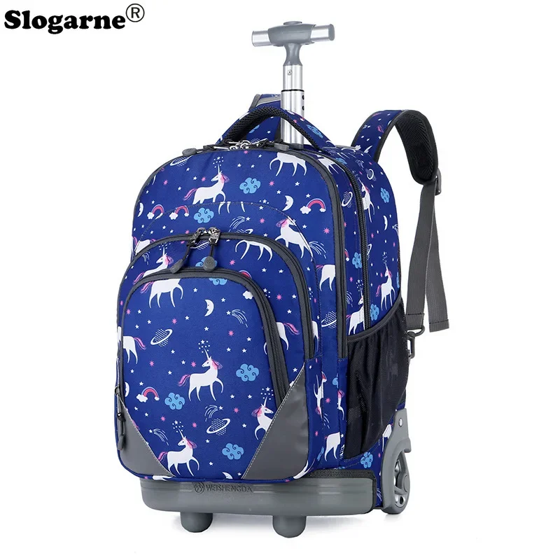 18 Inch School Rolling Backpack Bags Kids Travel Trolley Bag Teeangers Children Wheeled Backpack for Girl School Bag with Wheels