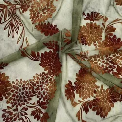 Retro Green Flower African Burnout Velour Fabric Tie-dye Flocking Mesh Christmas Fabric for Dress Sewing Accessories