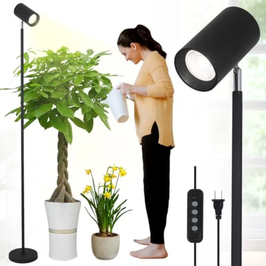 

Grow Lights Stand for Indoor Plants Full Spectrum Tall Plant Light for Indoor Growing with 20W COB Plant Light Bulb4/8/12H Time
