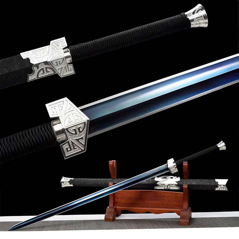 Chinese Sword,Real Steel Blade,Forged Blue Plated, Chinese Jian, Home Decoration, Ornament , Real Sword, Christmas Gift