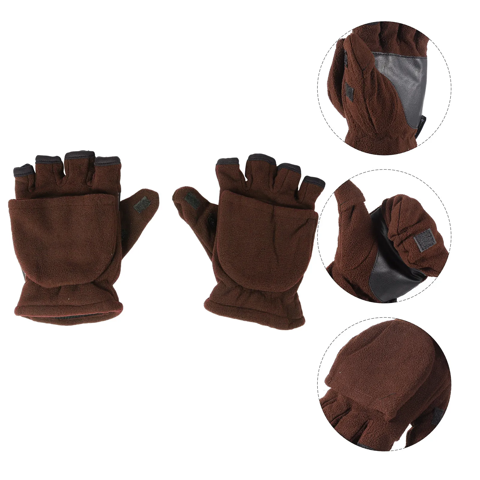 

1Pair Warm Fleece Lined Touchscreen Gloves for Men Half Finger with Flap Cover Anti-Slip Thermal Insulation Outdoor Winter