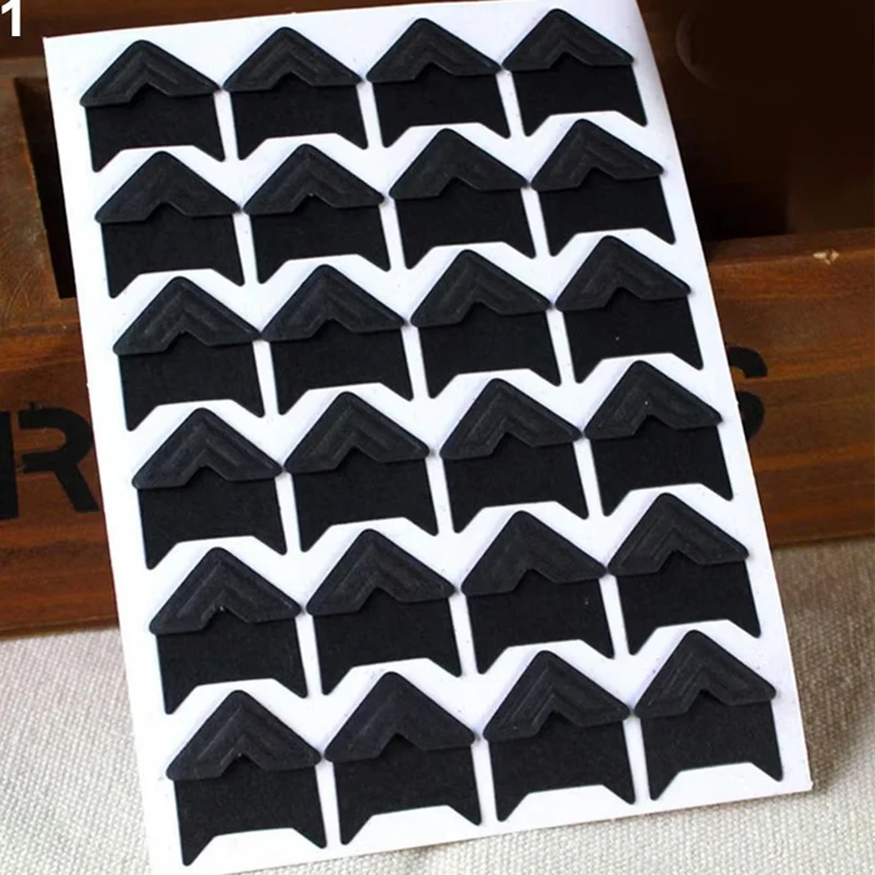 120Pcs 5 Sheets Corner Stickers DIY Vintage Corner Kraft Paper Stickers Frame Scrapbook Self-Adhesive Photo Frame Corner Sticker