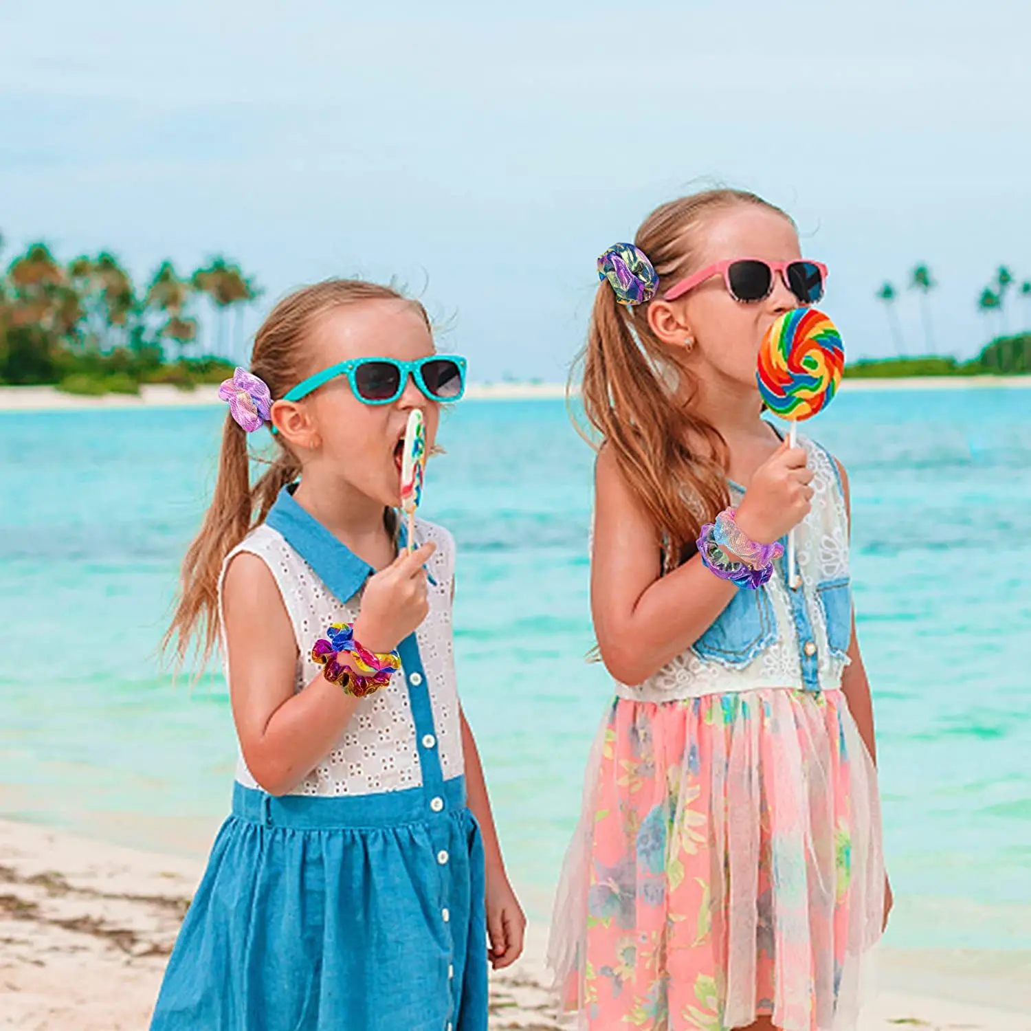 Coleteros metálicos brillantes para mujer y niña, bandas elásticas de sirena para el pelo, 10 piezas