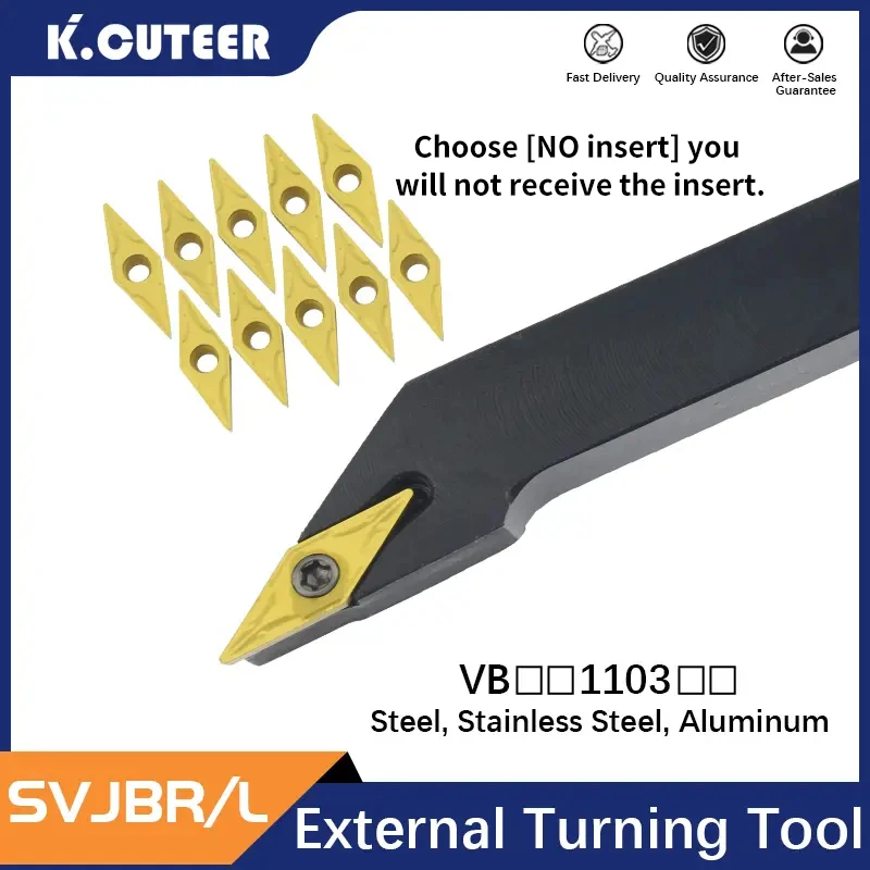 1 pezzo di utensile per tornio portautensile per tornitura esterno SVJBR1212H11 SVJBR1616H11 SVJBL2020K11 SVJBR2525M11 utensile per tornitura 10 pezzi di inserto in metallo duro VBMT Utensile CNC utensili per tornio