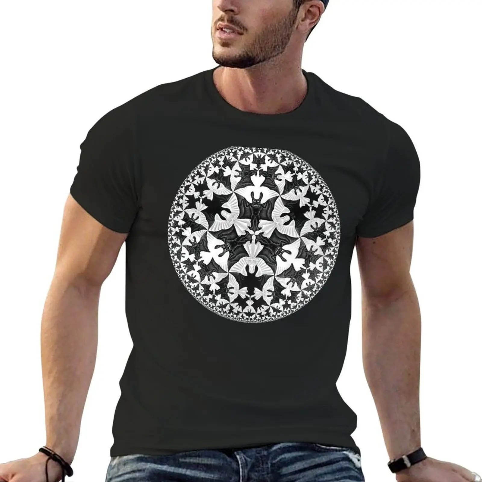 Circle Limit IV (Infinity Bats Pattern), by M.C. Escher T-Shirt vintage t shirts new edition heavy weight t shirts for men