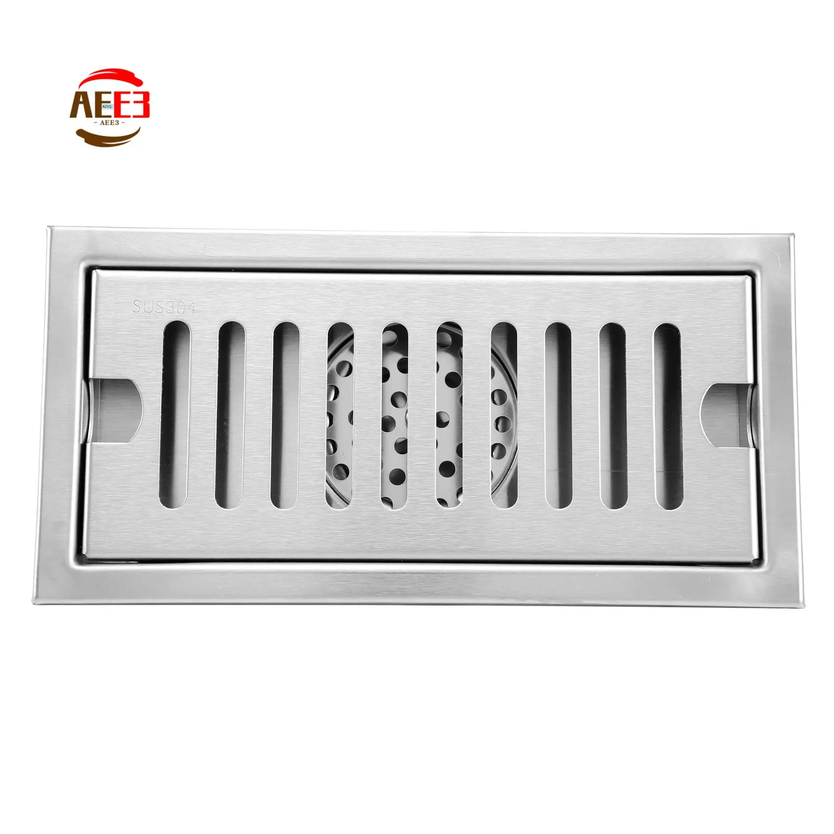 AEE3-Rectangular Linear Shower Floor Drain Long Linear Drainage Channel Drain For Hotel Bathroom Kitchen Floor 20Cm