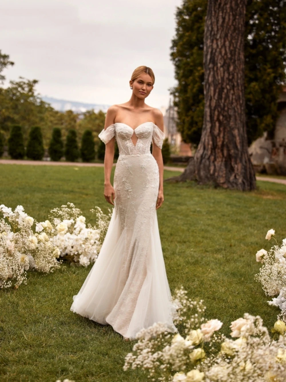 Sierlijke Boho Trouwjurken Lieverd Bruidsjurken Kanten Appliqués Van De Schoudergewaden Voor Formele Feestvestidos De Novia