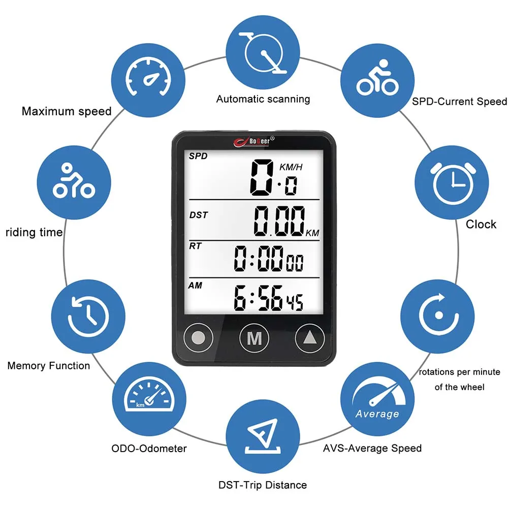 Cycling Computer 2inch Touch Screen Bicycle Code Table Cyclocomputer Speedometer Odometer Speed Counter for Bike Motorcycle