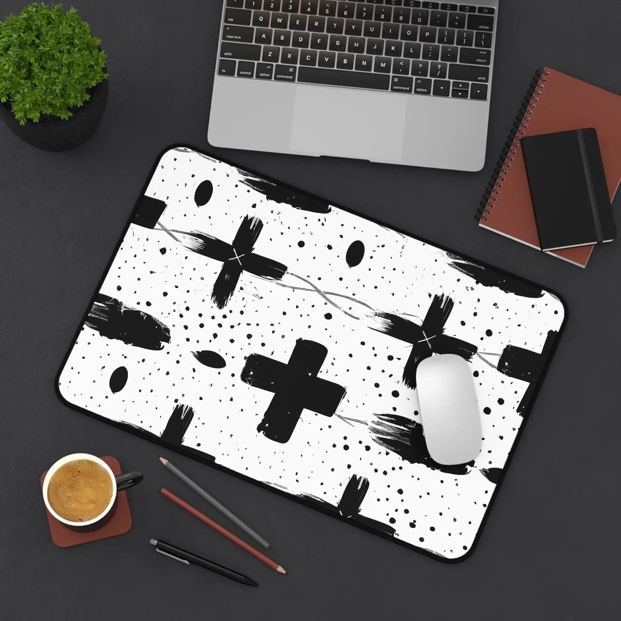 

Black and White Patterned Desk Mat, Stylish Black and White Deskmat, Modern Minimalist Mouse Pad,Christmas Gift Kawaii Desk Pad