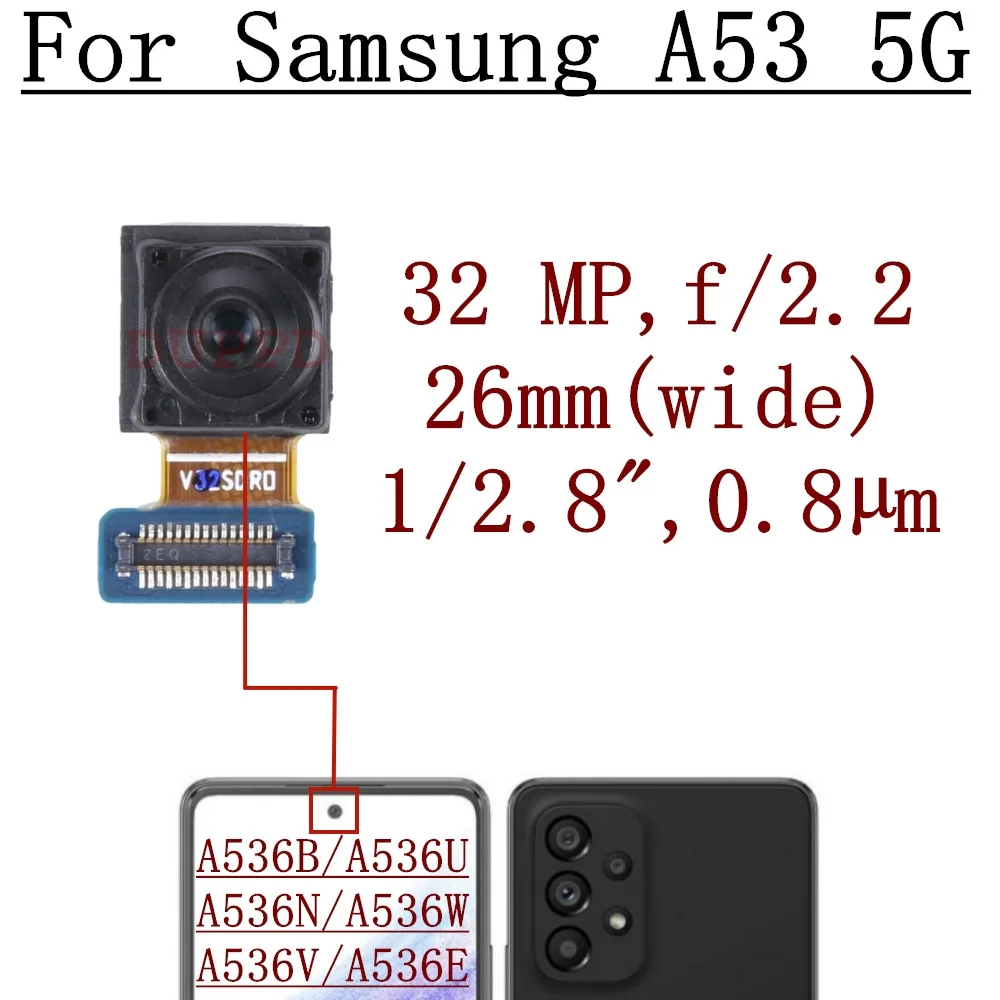 Front Rear Camera For Samsung Galaxy A53 5G SM-A536B A536U A536N Back Wide Macro Depth Main Camera Module Flex Cable