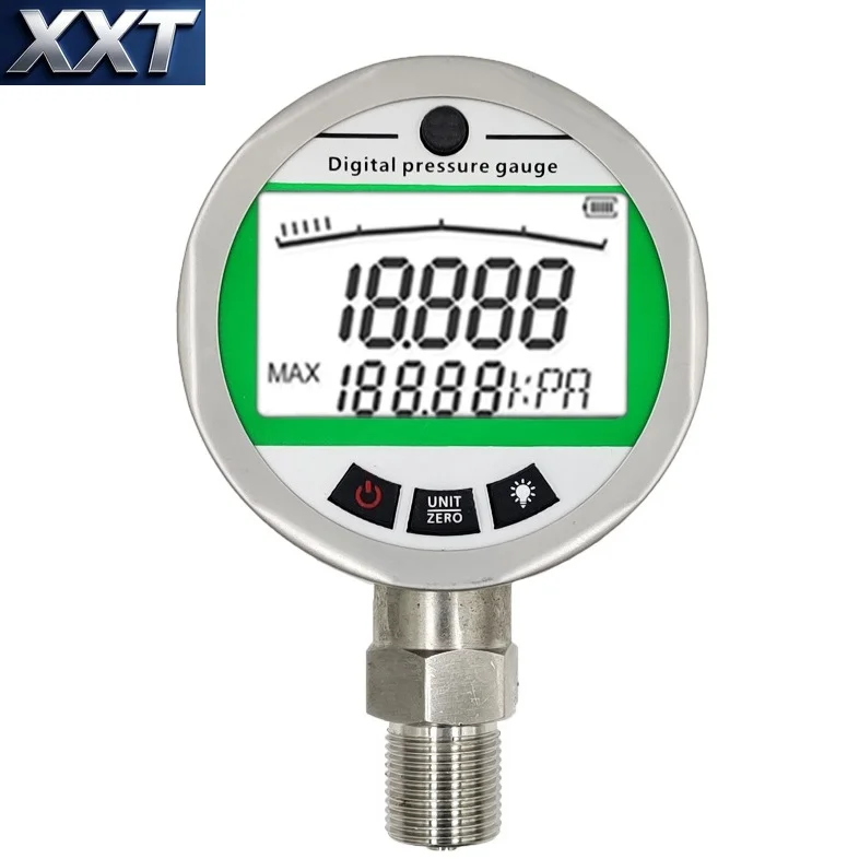 Multi Accuracy Digital Pressure Testing Instrument 80mm Stainless Steel Dial LCD For Water Oil Monitoring