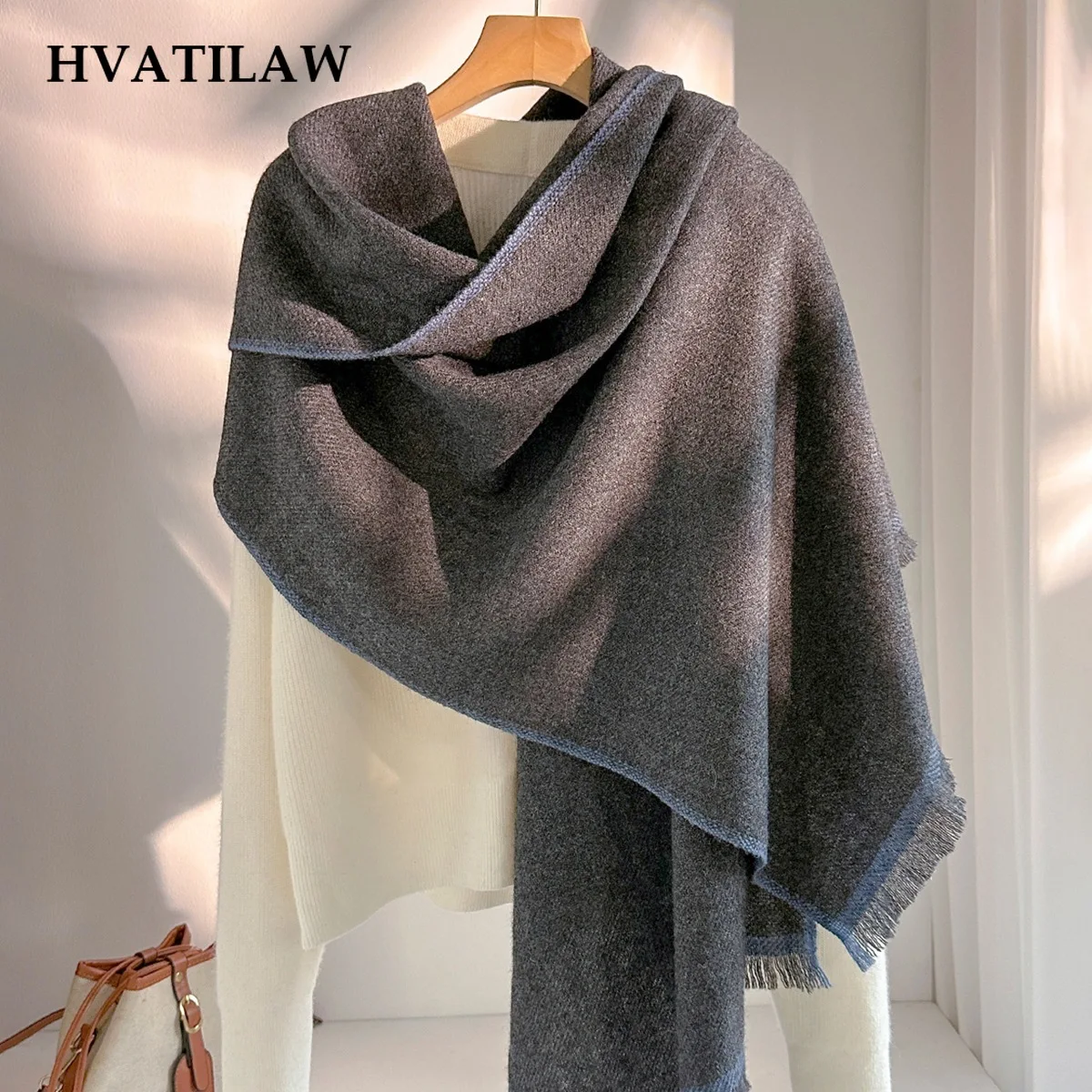 100% Wool Scarf for Women Winter 2026 New Short Fringe Solid Color Scarf Luxurious High-end Men's Cashmere Shawl Scarf Pashmina