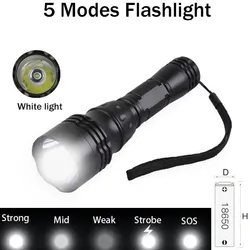 фонарик Diving flashlight Underwater UV Black light Flashlight Waterproof IP68 Diving UV Flashlight whit battery 18650