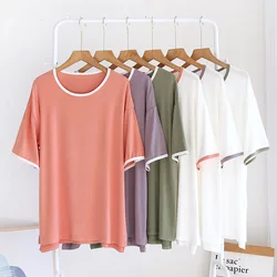 New summer women's pajamas modal short-sleeved T-shirt single-piece short-sleeved plus size multi-color casual homewear tops