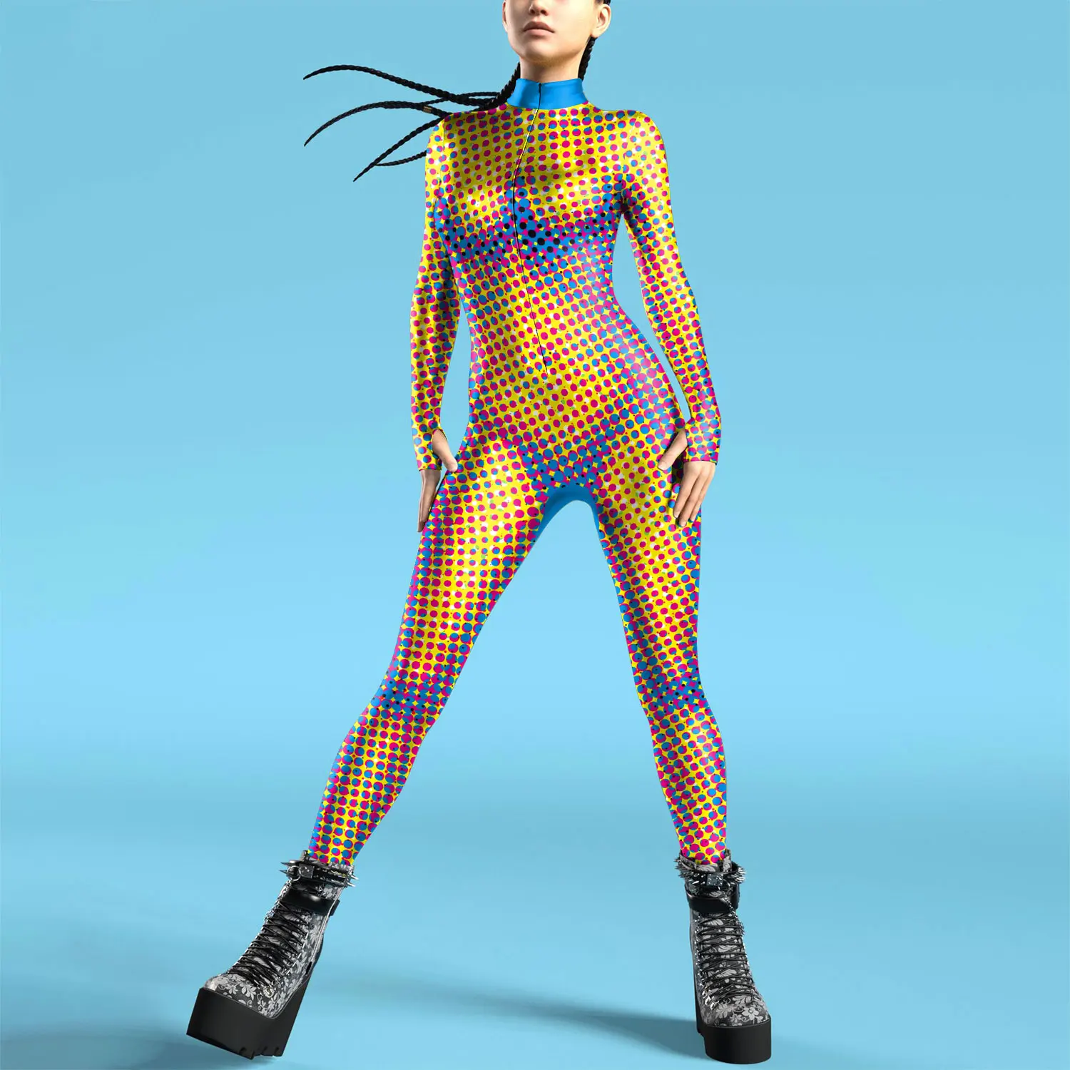 Zaw aland Mode Catsuit Jumps uit 3D-Druck mehrfarbige Polka Dot Cosplay Kostüme Urlaub sexy Frauen Kleidung Bodysuit