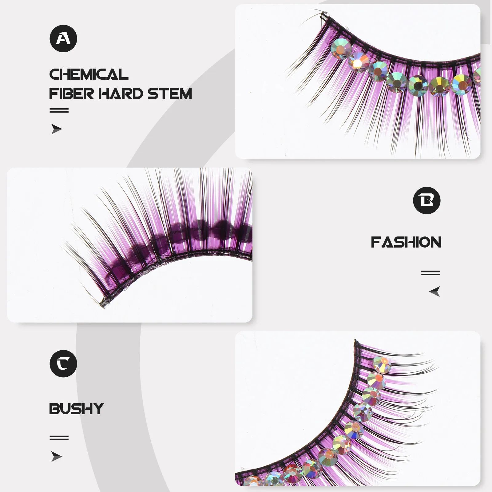 5 Pairs Lightweight High-Density False Eyelashes with Diamond Sparkle for Dramatic Full Eye-Opening Look