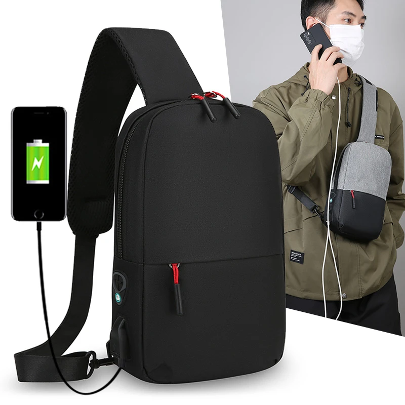 Waterproof Oxford Crossbody Bag - Men's Chest Sling Backpack, Compact Shoulder Messenger Bag, Travel & Outdoor Hiking Pack