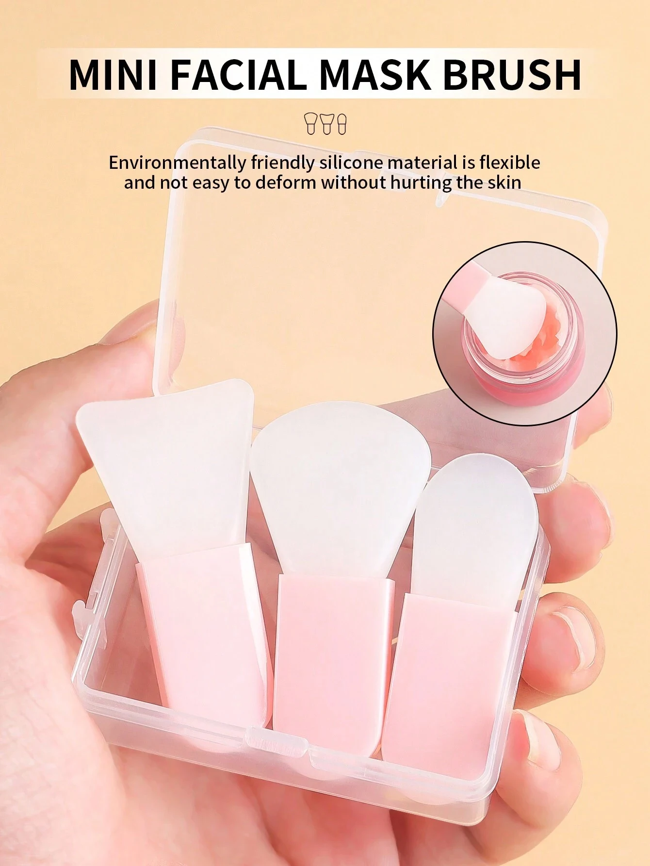3 peças aplicador de máscara escova de silicone macio, mini espátula de maquiagem conjunto de ferramentas de beleza facial, lama facial, escova de máscara de maquiagem