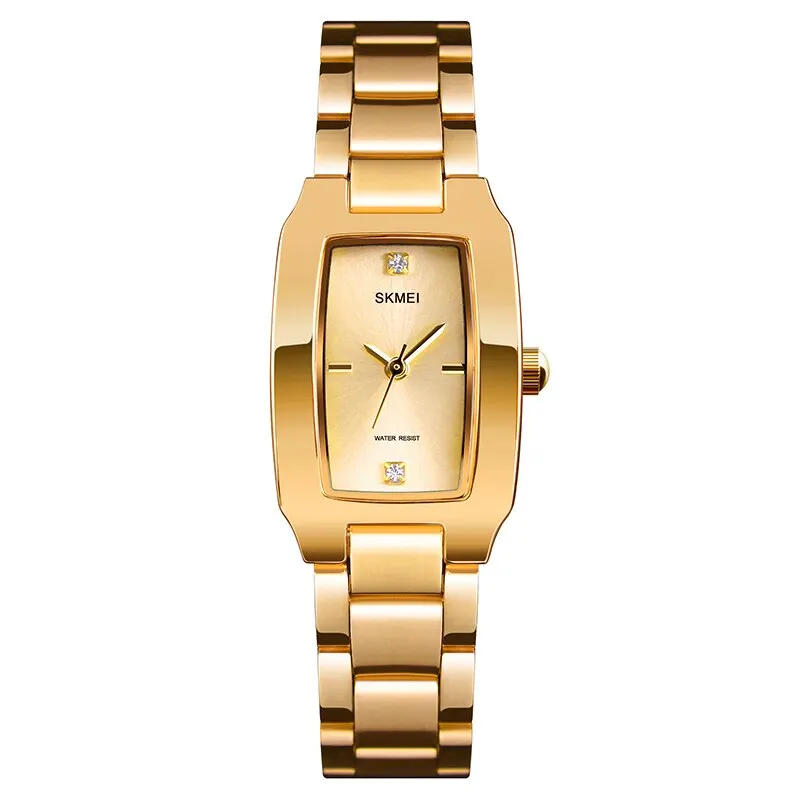 SKMEI1400 Stylish and Elegant Ladies' Diamond-set Watch Gold Square Small and Delicate Steel Band Waterproof Business Watch