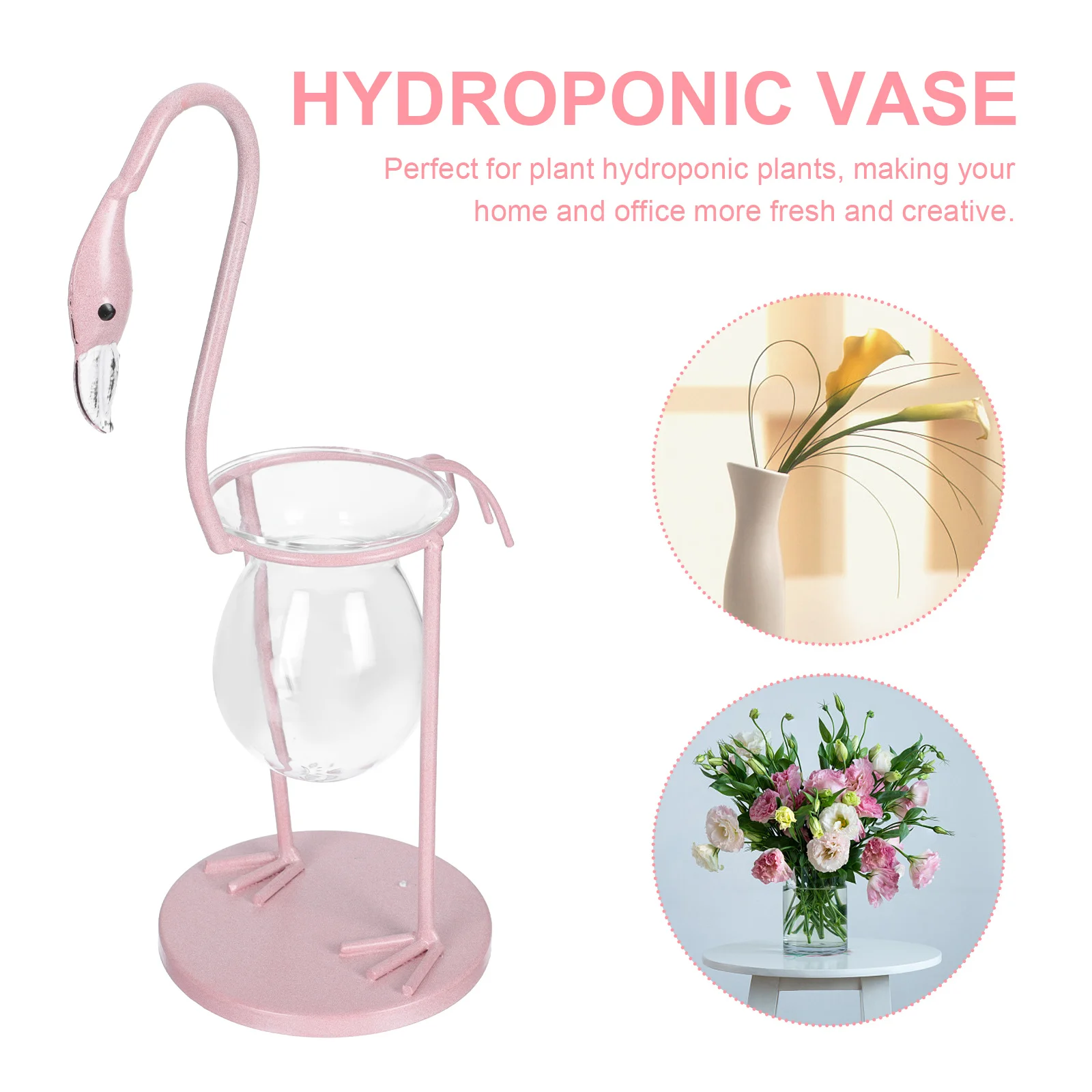 

1Pcs Iron Flamingos Glass Vase Hydroponic Plant Display Desktop Ornament Creative Office Home Decor Sturdy Decorative Vase Rack
