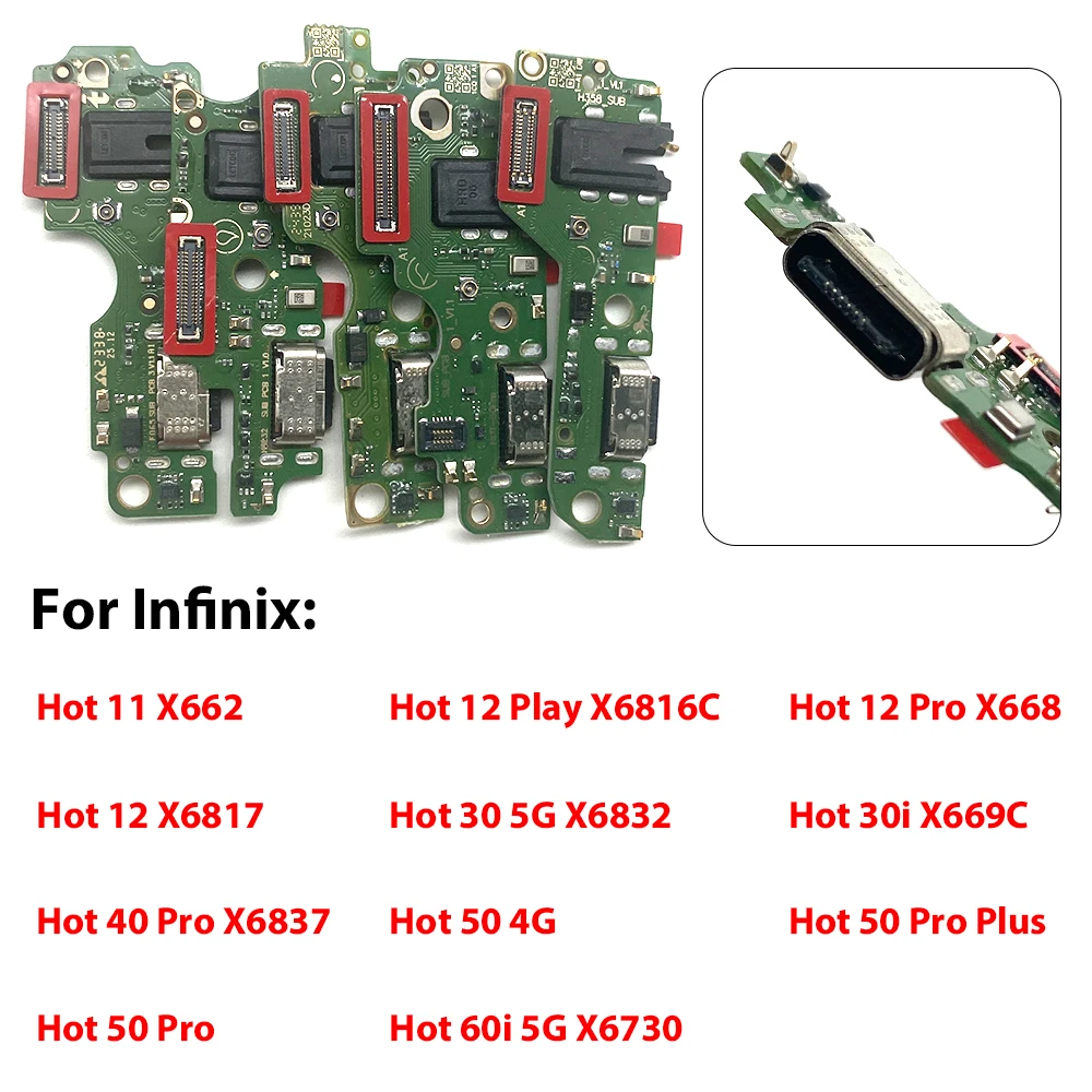 USB Charging Connector Micro Plug Port Dock Flex Cable For Infinix Hot 11 12 Play 12 30 40 Pro 30 60i 5G 30i 50 4G 50 Pro Plus