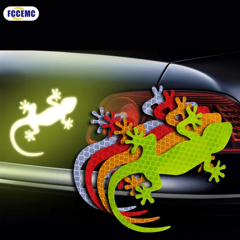 Car Styling Reflective Sticker Safety Warning Mark  Night Driving Warning Gecko Strip Light Reflector Auto Exterior Accessories