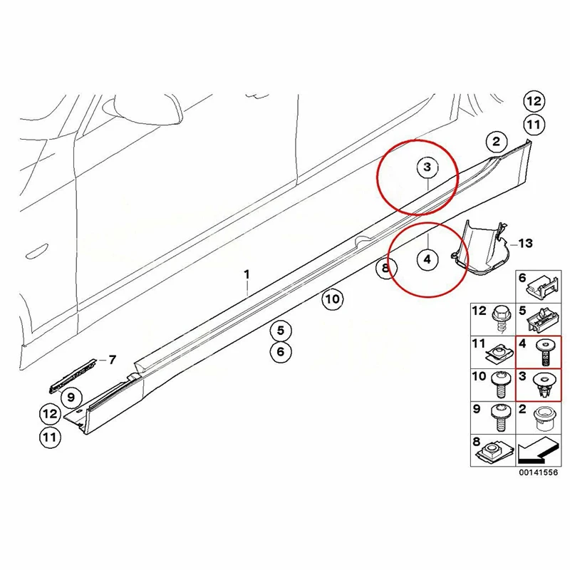 20Sets Car Exterior Side Sill Skirt Pin Spacer Clips For BMW 3 Series 318d 320i 330i E90 E91 E92 E93 Auto Fastener Accessories