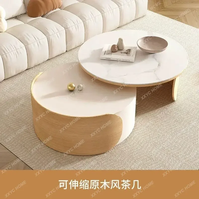 

Cream wind TV cabinet, simple modern household living room, small apartment, retractable coffee table, combination