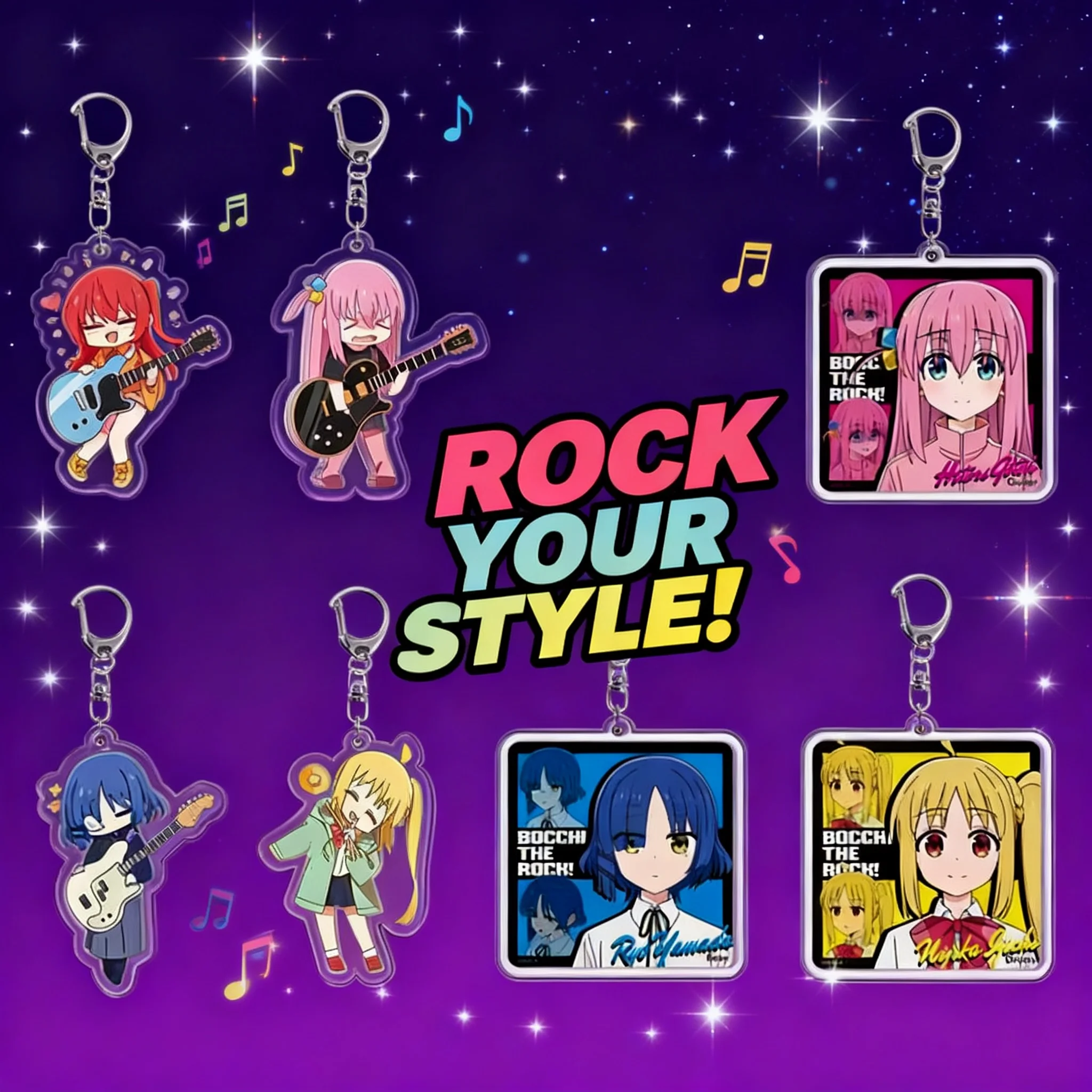 

Acrylic Keychain Layered Design Bocchi the Rock Goto Hitori Ijichi Nijika Anime Cartoon Pendant Charms for Backpacks Bags