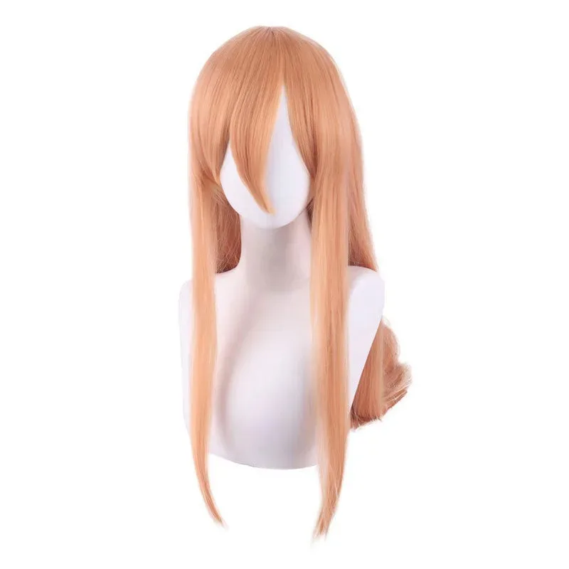 Motosierra hombre Power Cosplay peluca naranja sintética larga recta peluca Anime Coser linda chica peluca de alta calidad fiesta de Halloween