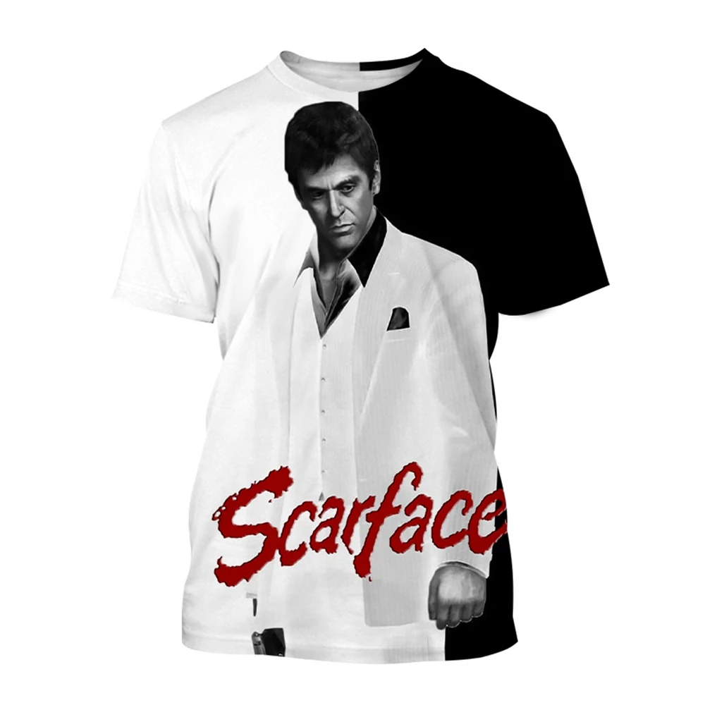 New Hot Selling Scarface Fashion T-Shirt Movie Scarface 3D Print Casual Cool Short Sleeve Tony Montana Print Harajuku Street T-S