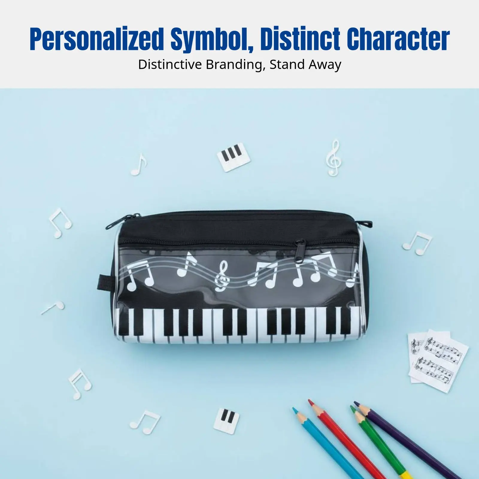 music-keyboard-theme-pencil-case-double-layer-canvas-stationery-bag-student-gift-musical-note-makeup-pouch-random-color