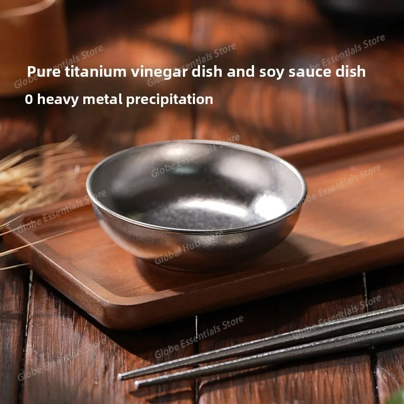 Pure Titanium Vinegar Soy Sauce Dish Home Sushi Hot Pot Seasoning Snack Outdoor Supplies Mini Vegetable Dish Outing Tableware