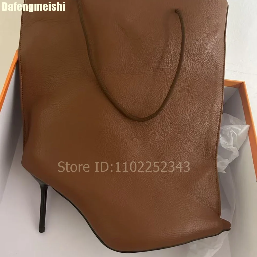 

2025 Winter New Novelty Handbag Styles Boots Stiletto Heels Pointed Toe Slip-On Women Boots Wide-Calf Solid Color Fashion Boots