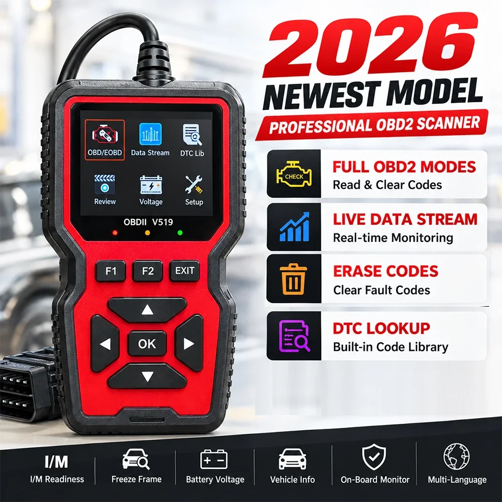 V519 Obd2 Professional Scanner USB Car Diagnostic Tool Real Time Data I/M Ready Read Erase Engine Fault Codes For Most Vehicles