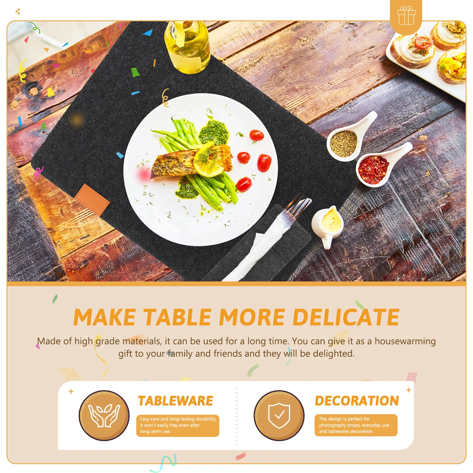 

6 set Felt Placemats Thickened Table Mats Absorbent Coasters Dinning Heat Resistant Set Stylish Long Lasting Washable Protect
