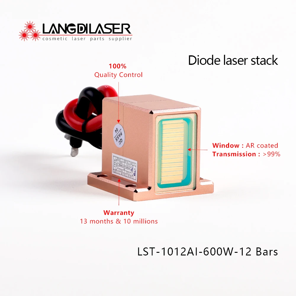 LST-1012AI Laser Stack For Hair Removal / 12 Bars / Each Bar 50w / Total Power 600W / Guarantee 10,000,000 times