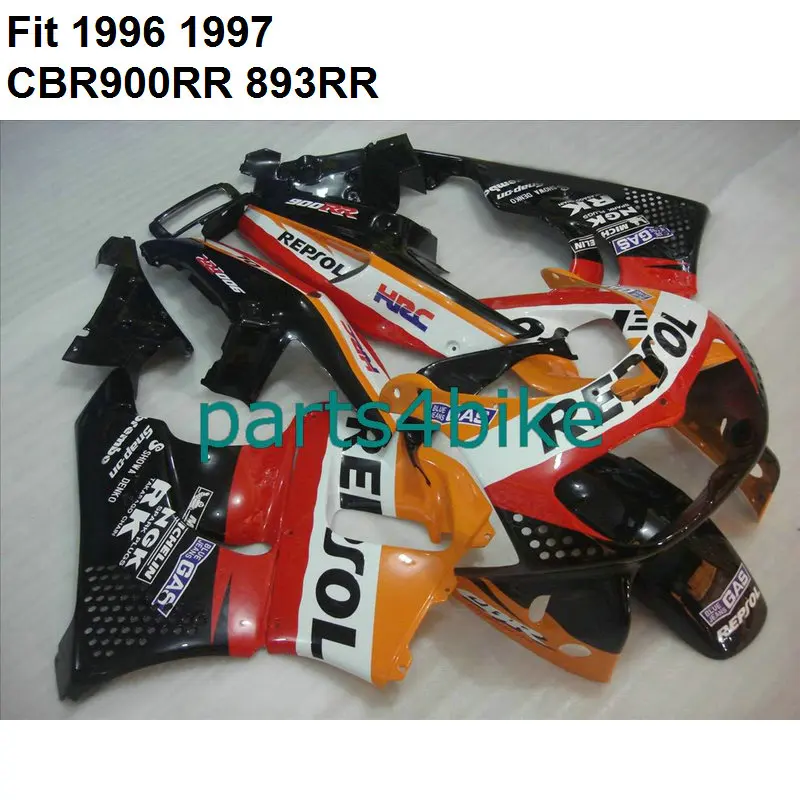 Fairing kit for Honda orange black CBR900RR CBR 893RR 1996 1997 fairings CBR 893 96 97 LM2