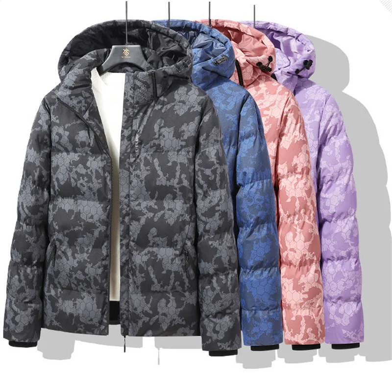 Winter Down Cotton Jacket Women New Loose Fashion Hooded Coat Sports Camouflage Outerwear Printing Thicken Parka Overcoat Female