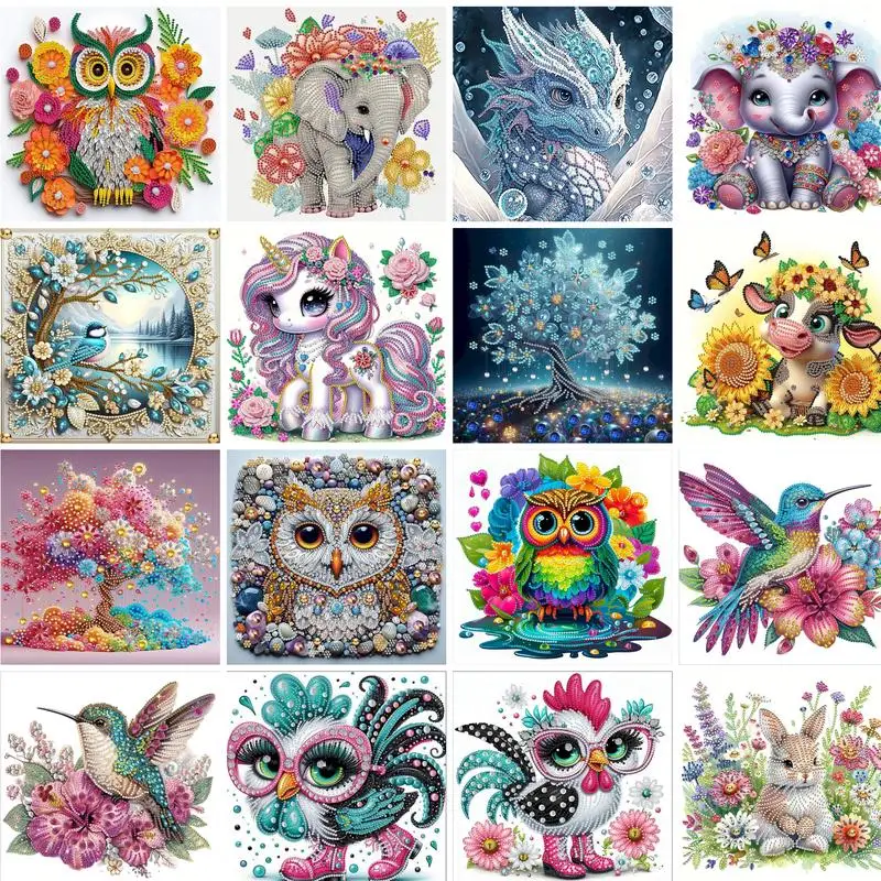 

GATYZTORY 5D DIY Animal Decoration Partial Special Shaped Drill Diamond Painting Kit Animal Decoration Rhinestone Diamond Painti