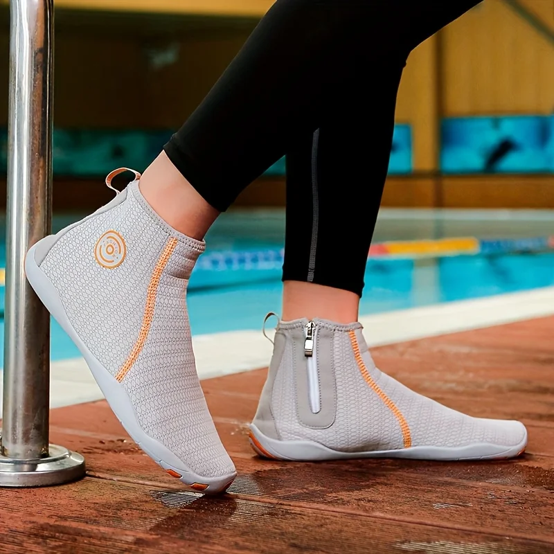 

Women's and Men's High-Top Wading Shoes Quick- Water Shoes with Side Zipper for Beach and Swimming Indoor Fitness Running Shoes