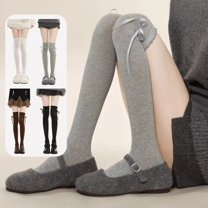 Maillard Lace Knee High Socks Lace Autumn and Winter Ballet Style Leg Versatile Boots Socks Cotton Pile Socks