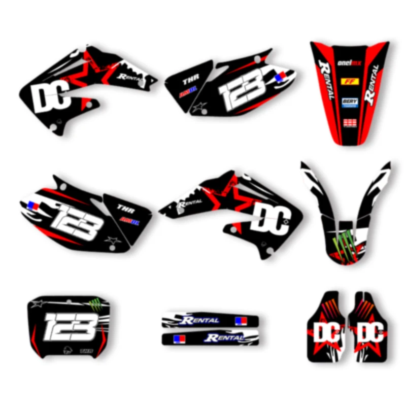 

DSMTECH Motorcycle Graphics Background Decals Stickers Kits for HONDA 2002 2003 CRF 450 2004 CRF450 006