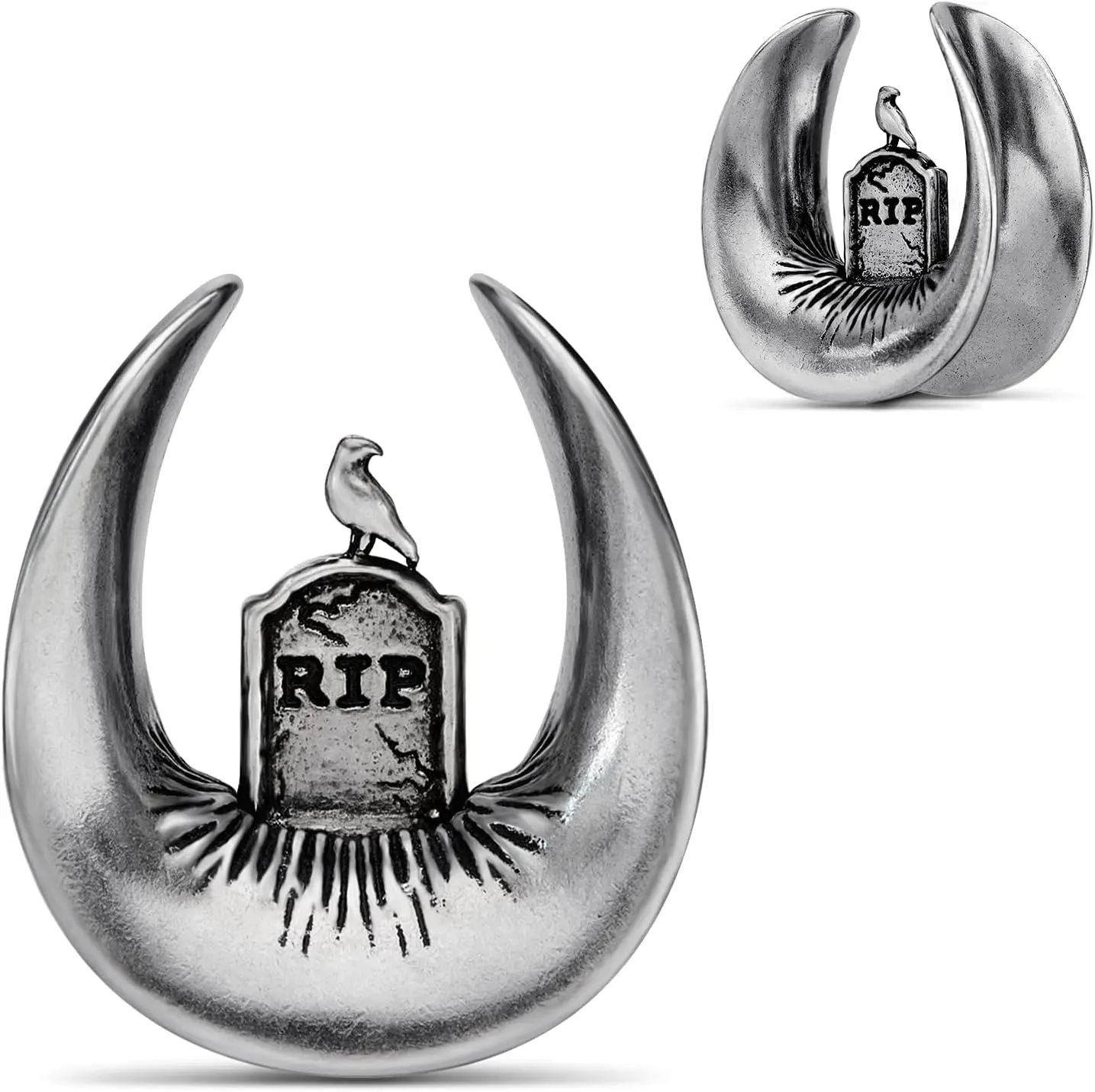 2 Pcs Punk Tombstone U-shaped Ear Tunnels Copper Gauges for Ear 0g-5/8 Inch