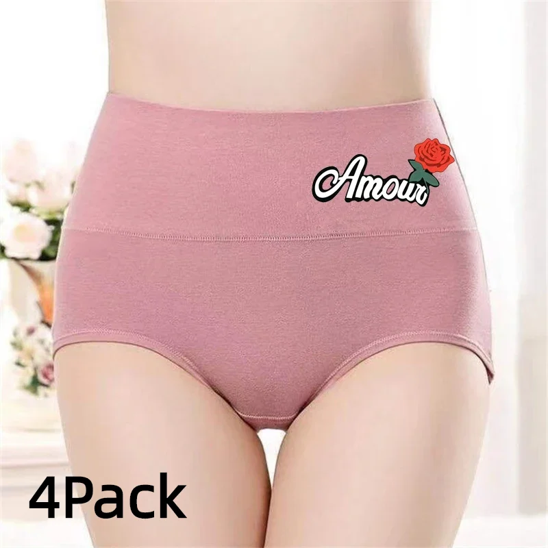 Mode 4er Pack weiche Damen Baumwolle Slips Baumwolle Höschen Frau sexy neue Damen Unterwäsche Dessous Komfort gemütliche hohe Taille Set