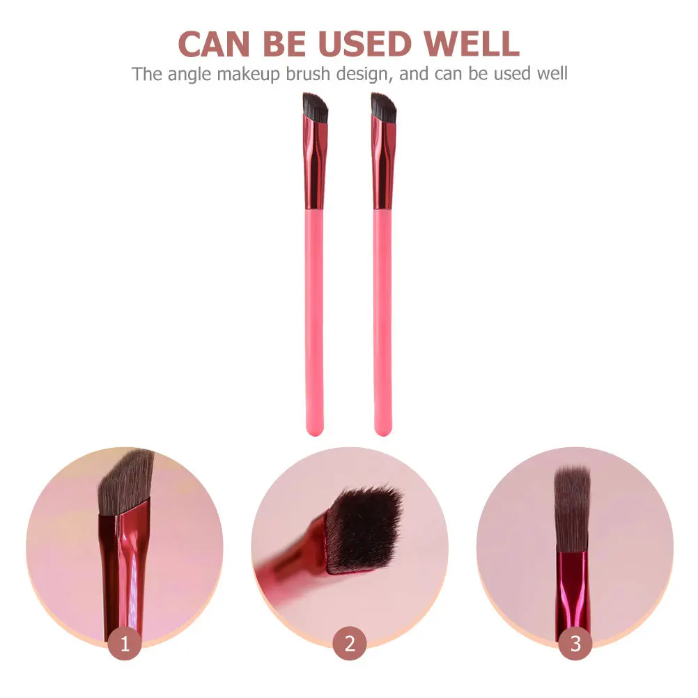 Zestaw 2 pędzli do makijażu z kątowym końcem do brwi, cieni do powiek, różu, eyelinera, pędzel do blendowania, profesjonalny zestaw do makijażu