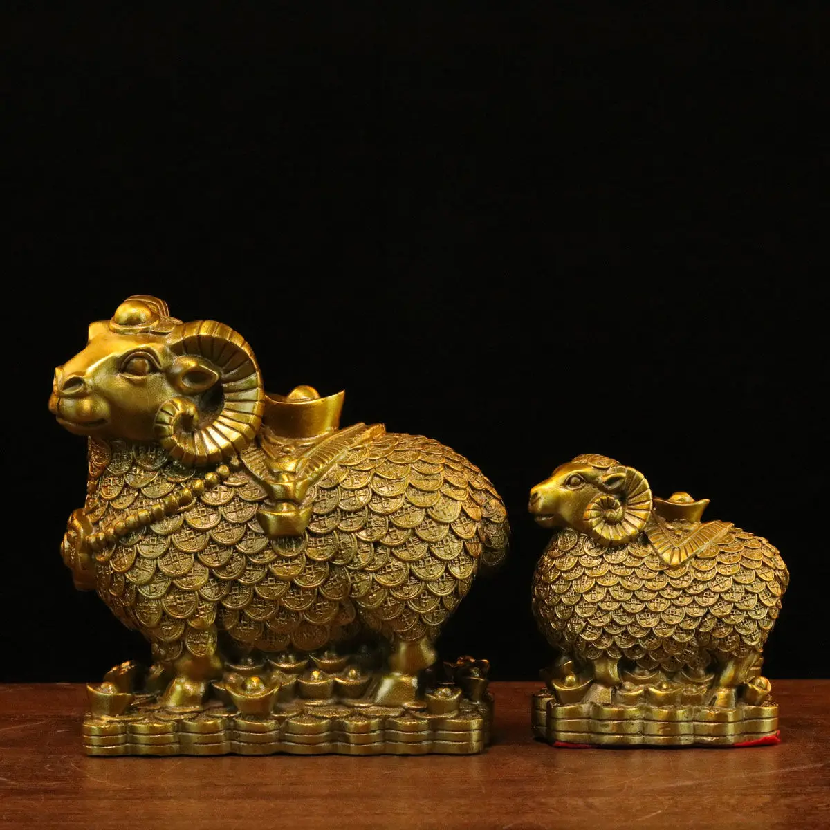 Large Size Pure Copper Sheep Figurine Money Ingot Brass Craft Zodiac Decor for Living Room Office Home Ornament