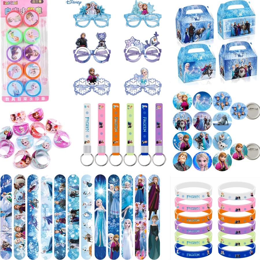 

Disney Frozen Anna Elsa Princess Birthday Party Supplies Seal Stamps Stickers Slap Bracelets Gift Bag Goody Bag Pinata Fillers
