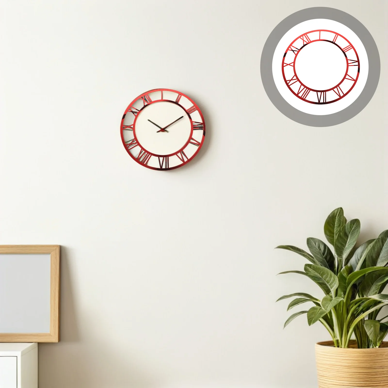 

Round Roman Numerals Acrylic Mirror Wall Sticker Classic Design Circle Mirror Clock for Living Room Bedroom Hotel Office